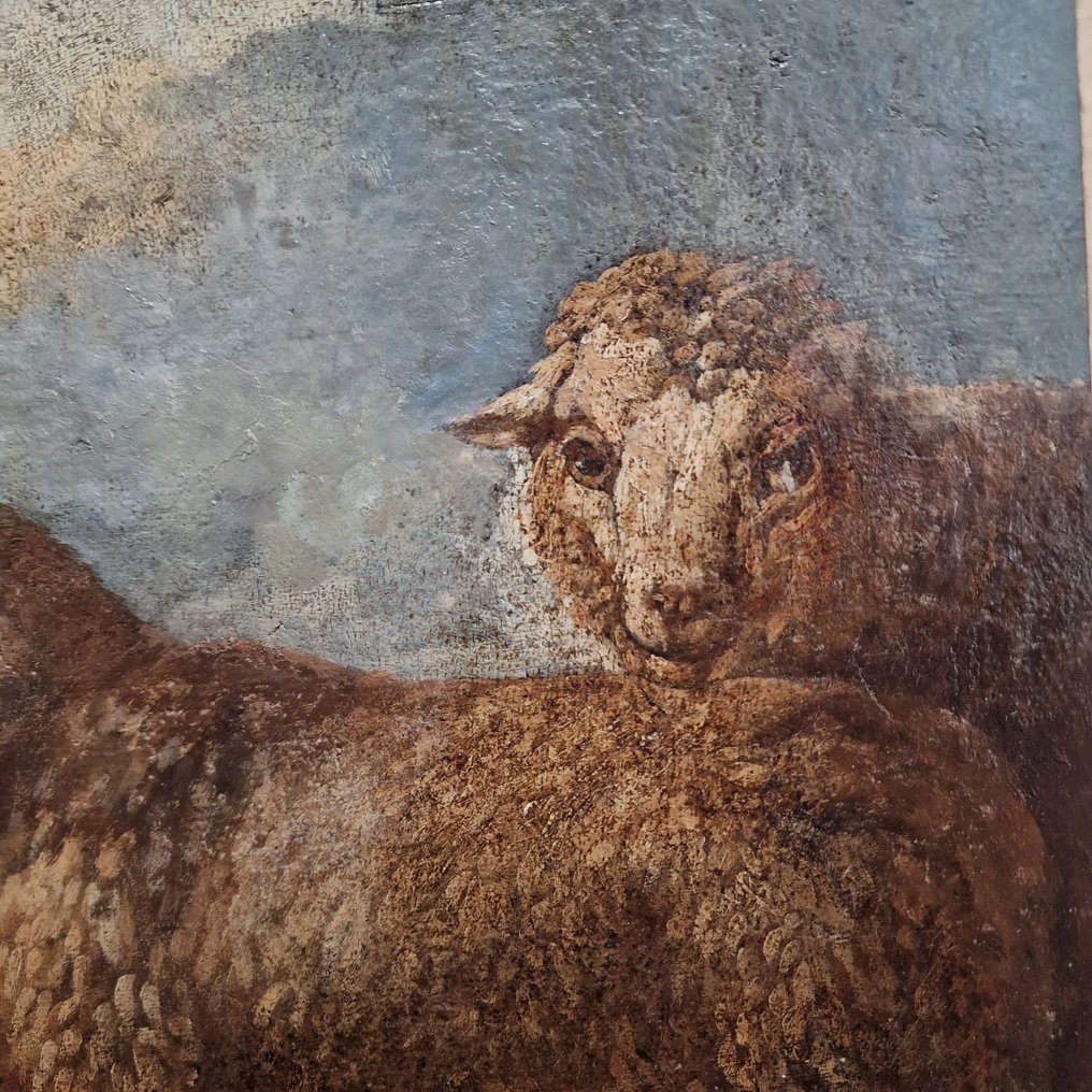 Scuola romana (XVII) - Pastore a riposo con pecore e capre #3.1