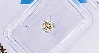 1 pcs Diamant  (Naturfarvet)  - 0.47 ct - Rund - Very light Gullig Grøn - I1 - GEM-TECH Istituto Gemmologico #2.1