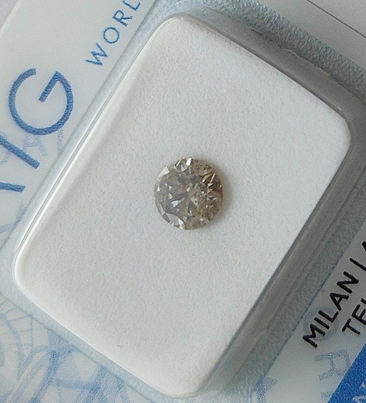1 pcs Gyémánt  (Természetes)  - 0.44 ct - Kerek - I1 - Antwerpeni Nemzetközi Gemmológiai Laboratóriumok (AIG Israel) #2.1