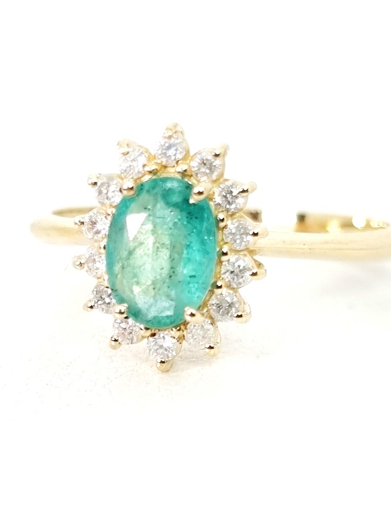 Ingen mindstepris - Ring - 14 karat Gulguld Smaragd - Diamant #1.2