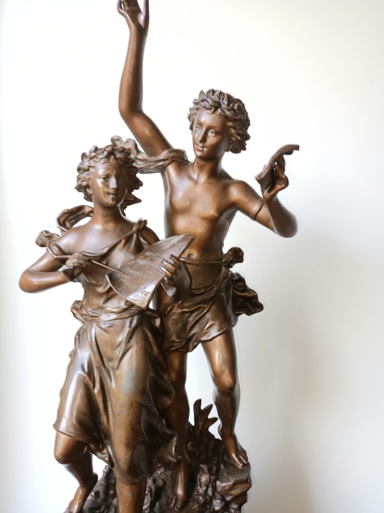 Ernest Rancoulet (1870-1915) - 雕刻, Le Genie du Progres - 65 cm - 粗鋅 #1.2