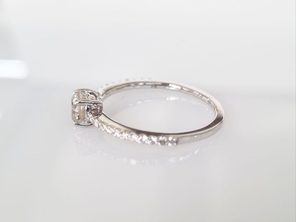 Engagement ring - 18 kt. White gold -  0.88 tw. Diamond  (Natural) #2.2
