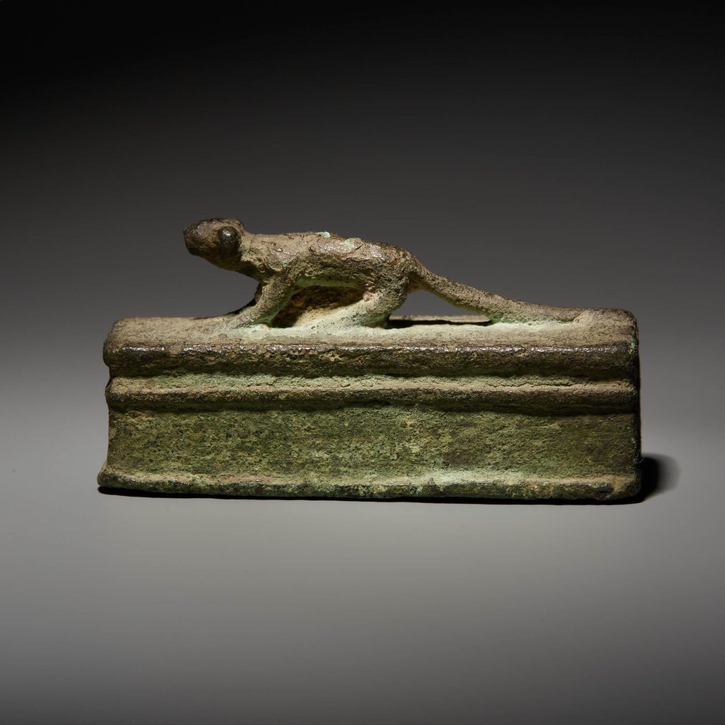 Oldtidens Egypten Bronze Spidsmus sarkofag. Sen periode, 664 - 332 f.Kr. 7 cm længde. #1.2