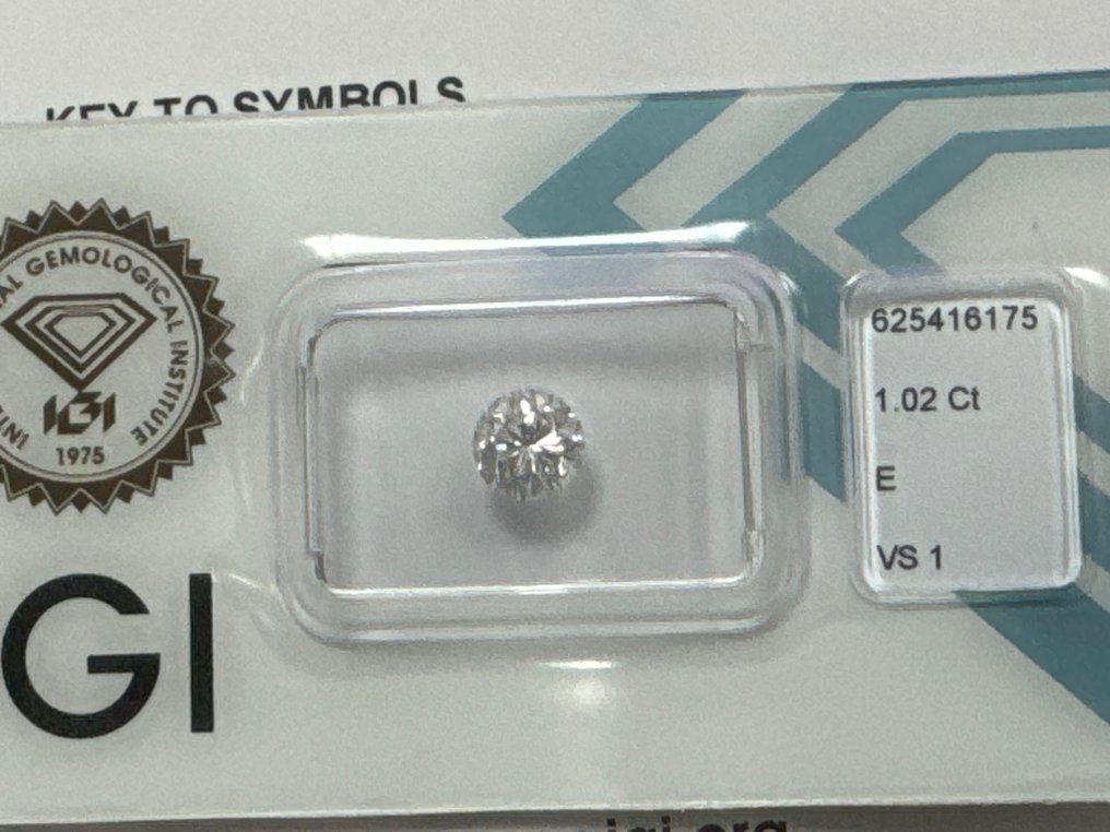 1 pcs Diamant - 1.02 ct - Rond - E - VS1 #1.1