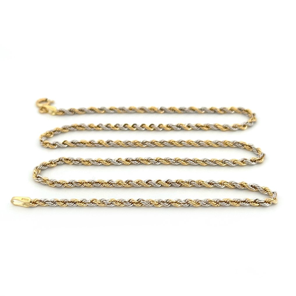 Collana Fune bicolore  - 3.1 gr - 45 cm - 18 Kt - Halskette - 18 kt Gelbgold, Weißgold #2.1