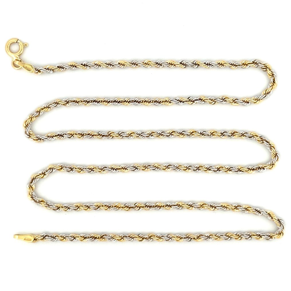 Collana Fune bicolore  - 3.1 gr - 45 cm - 18 Kt - Halskette - 18 kt Gelbgold, Weißgold #1.2