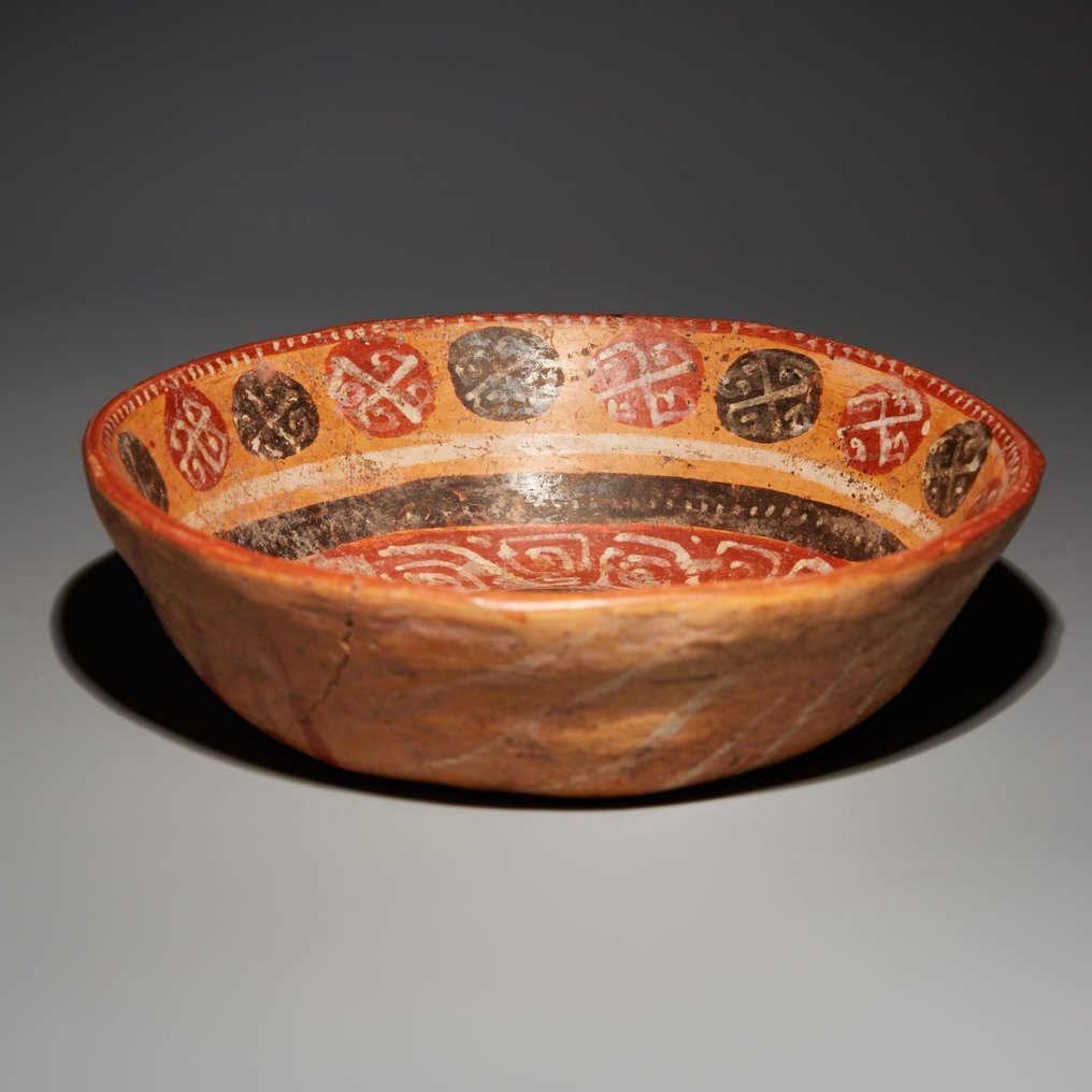 墨西哥米斯特卡 Terracotta 碗。 C。西元 1200 - 1500 年。直徑16公分。西班牙進口許可證。 #2.1