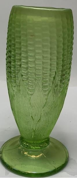 Northwood - Vase -  Sjelden antikk Northwood Green iriserende glass maisdesignvase 1910  - Glass #1.2