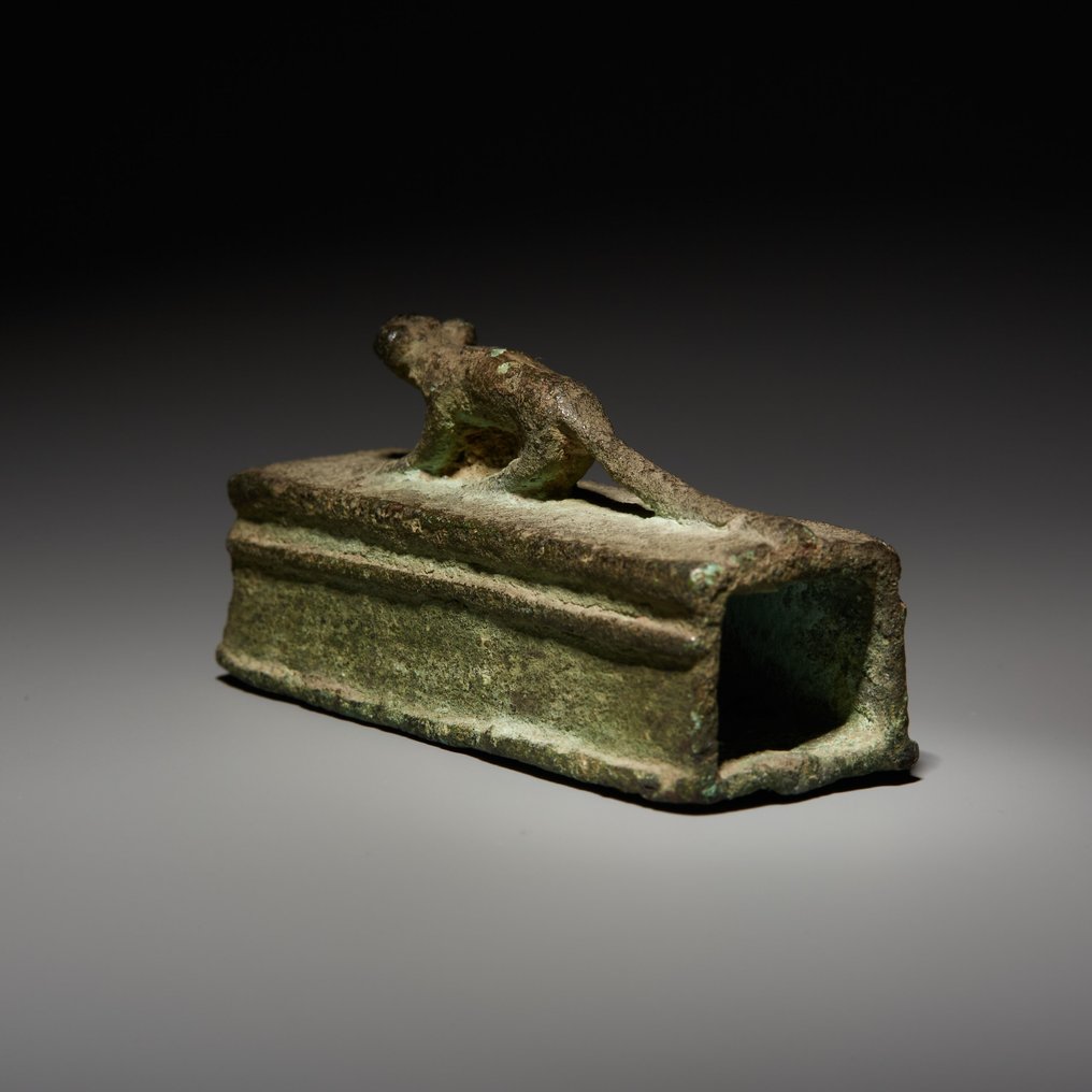 Oldtidens Egypten Bronze Spidsmus sarkofag. Sen periode, 664 - 332 f.Kr. 7 cm længde. #2.1
