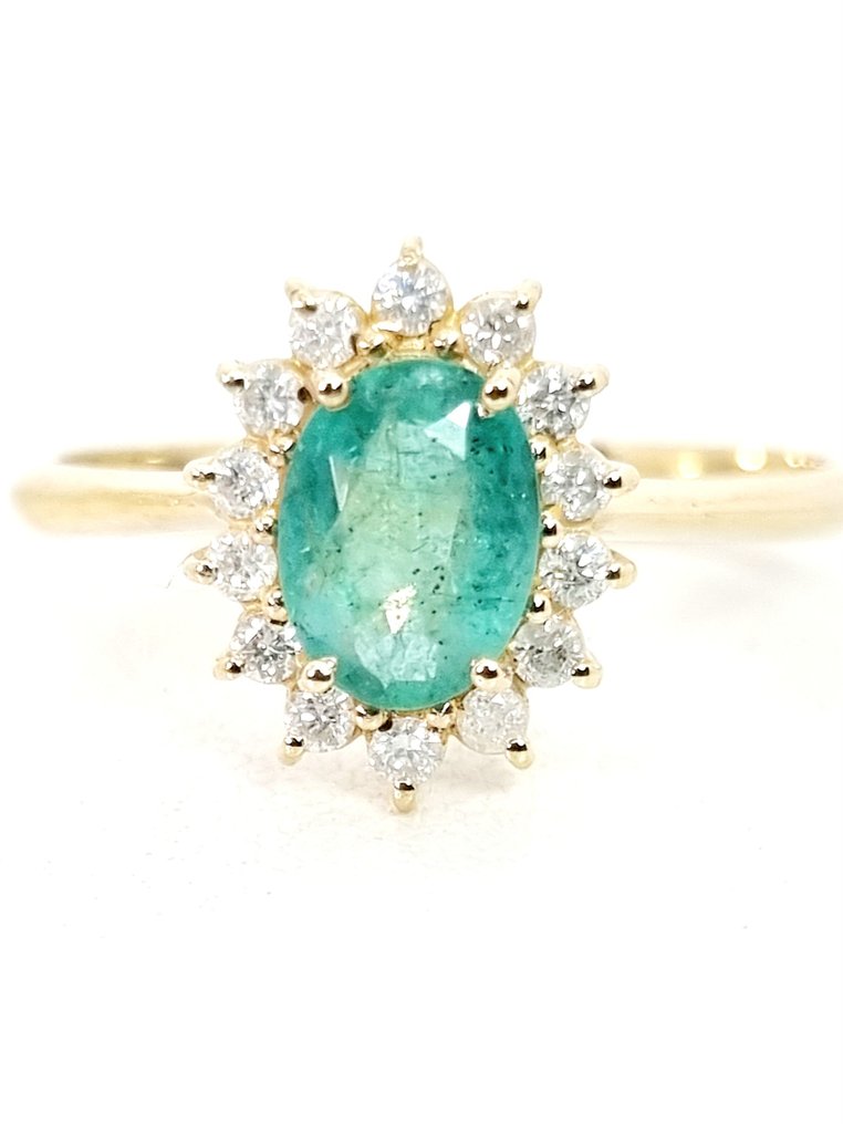 Ingen mindstepris - Ring - 14 karat Gulguld Smaragd - Diamant #1.1