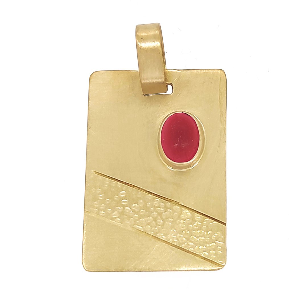 Pendant - 18 kt. Yellow gold -  0.63 tw. Ruby #1.1