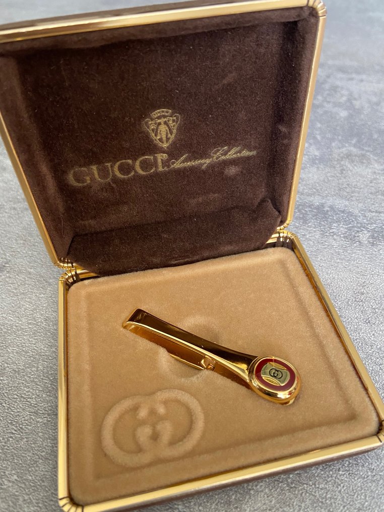 Gucci - clip vintage  placcato oro e smalto  new - Pince à billets #1.1