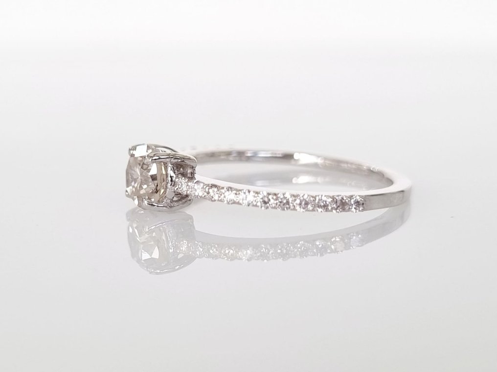 订婚戒指 - 18K包金 白金 -  0.88 tw. 钻石  (天然) #3.2