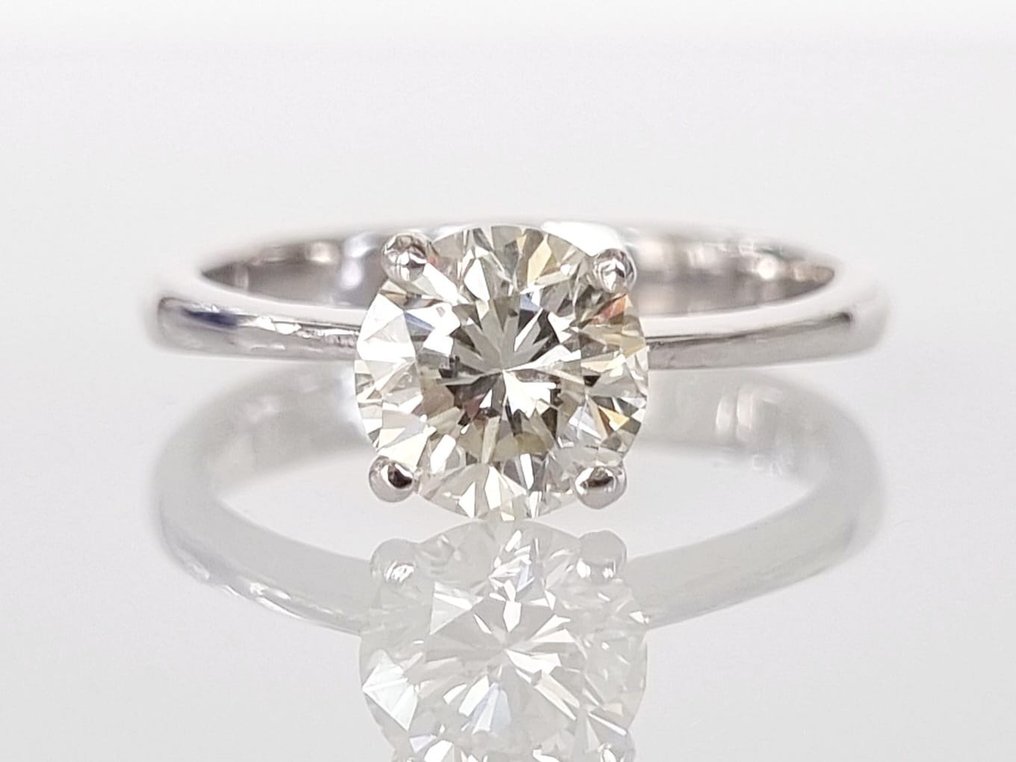 订婚戒指 - 14K包金 白金 -  1.26ct. tw. 钻石  (天然) #1.1