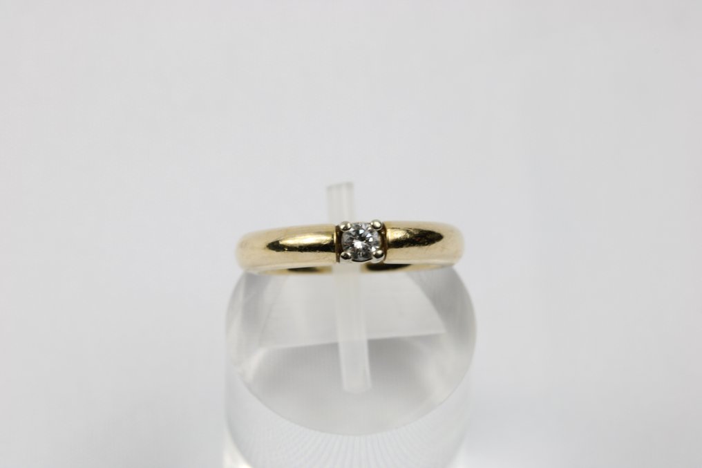 Ring - 14 karat Gulguld -  0.15ct. tw. Diamant  (Natur) #2.1