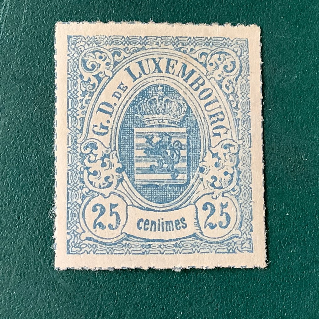 Lussemburgo 1865 - Stemma da 25 centesimi con certificato fotografico Goebel BPP - Michel 20a #2.1