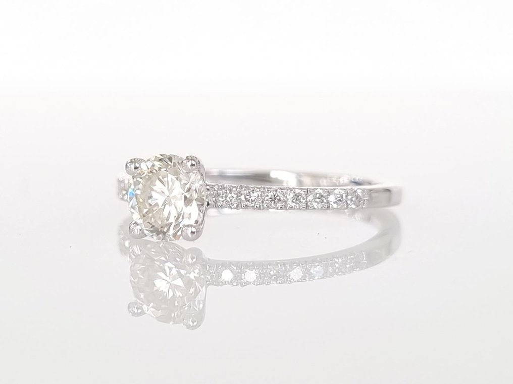 订婚戒指 - 14K包金 白金 -  0.76ct. tw. 钻石  (天然) #3.2
