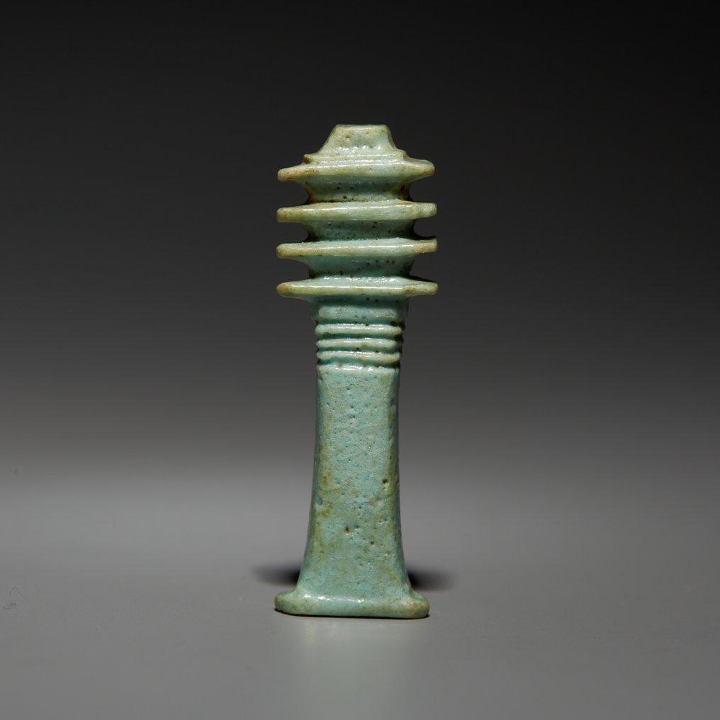 古埃及 Faience 杰德柱形护身符。晚期，公元前 664 - 332 年。高 3.7 厘米。 #1.2
