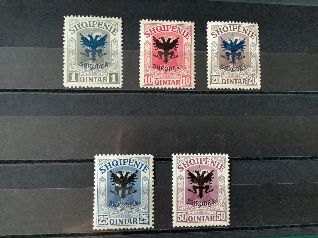 Albania 1920 - Nadruk orła - zatwierdzony - Michel 67, 70/71, 73 en 75 #2.2
