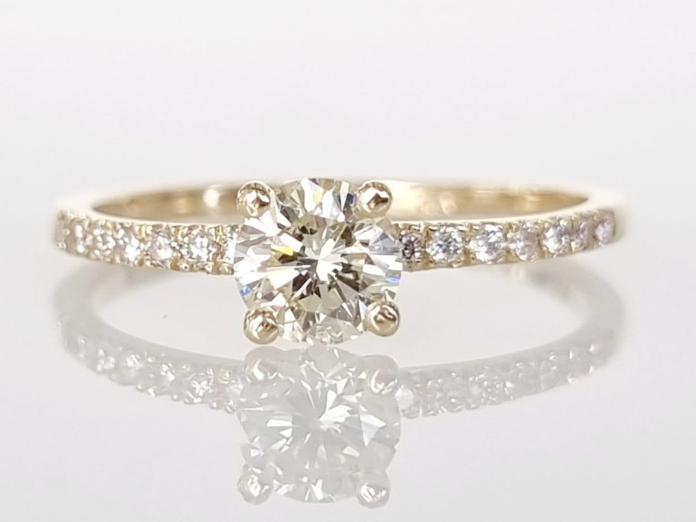 订婚戒指 - 14K包金 黄金 -  0.65ct. tw. 钻石  (天然) #1.1
