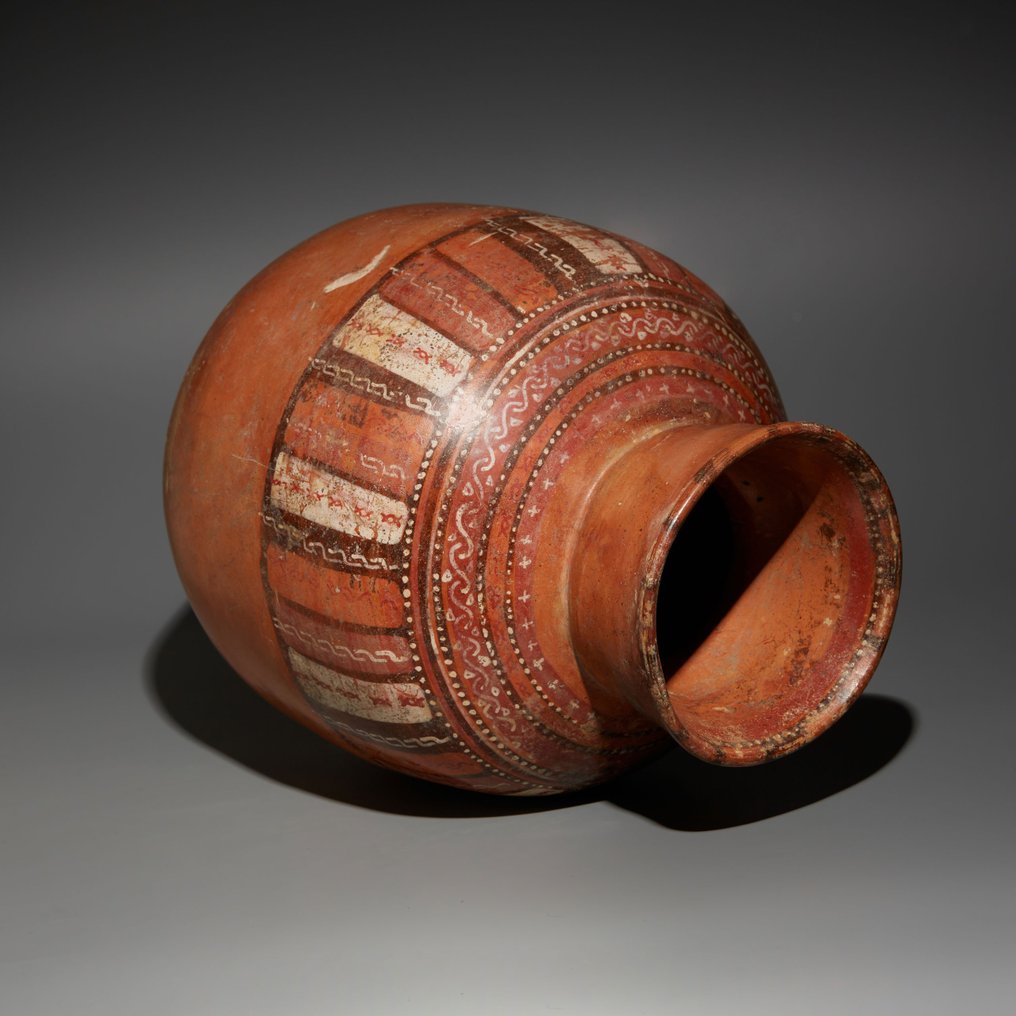 墨西哥米斯特卡 Terracotta 碗。 C。西元 1200 - 1500 年。 26 公分高。西班牙進口許可證。 #1.2