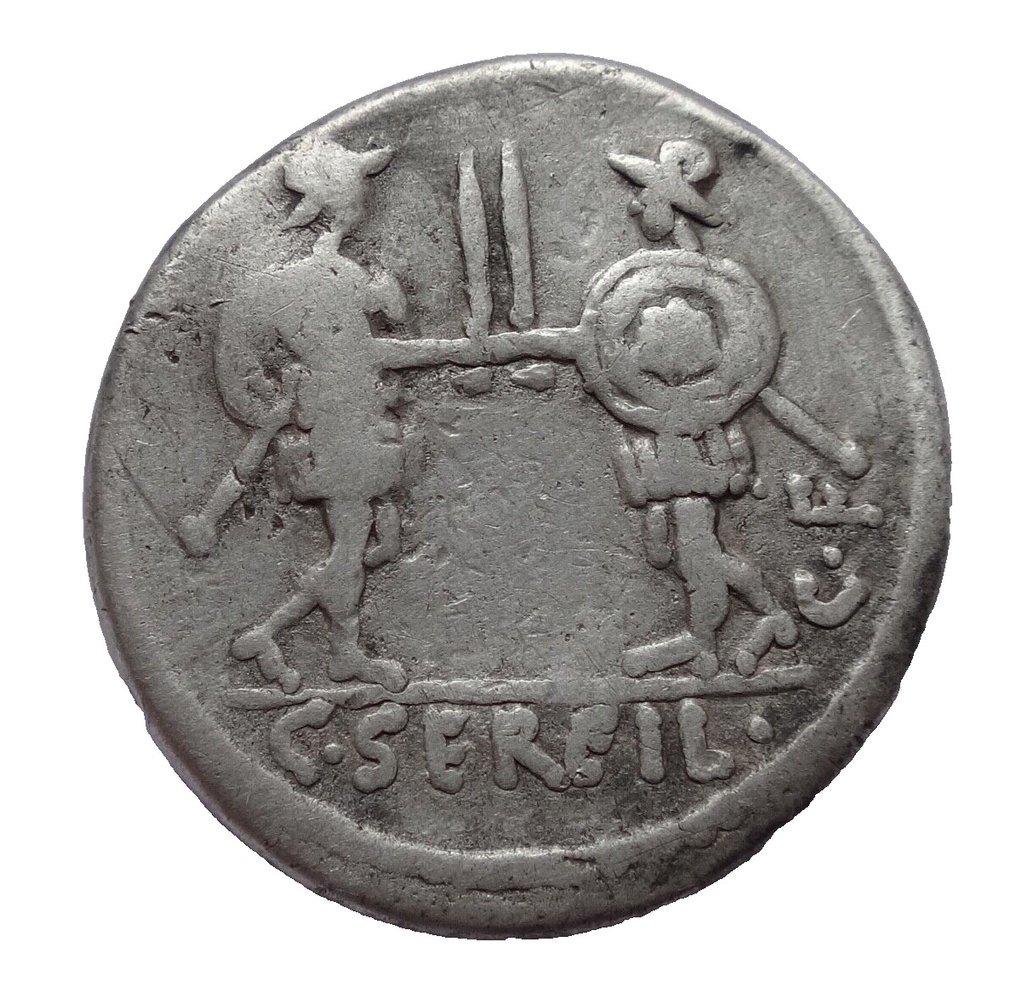 Rooman tasavalta. C. Servilius C. f. Rome, 57 BC. AR. Denarius Rome mint. #1.1