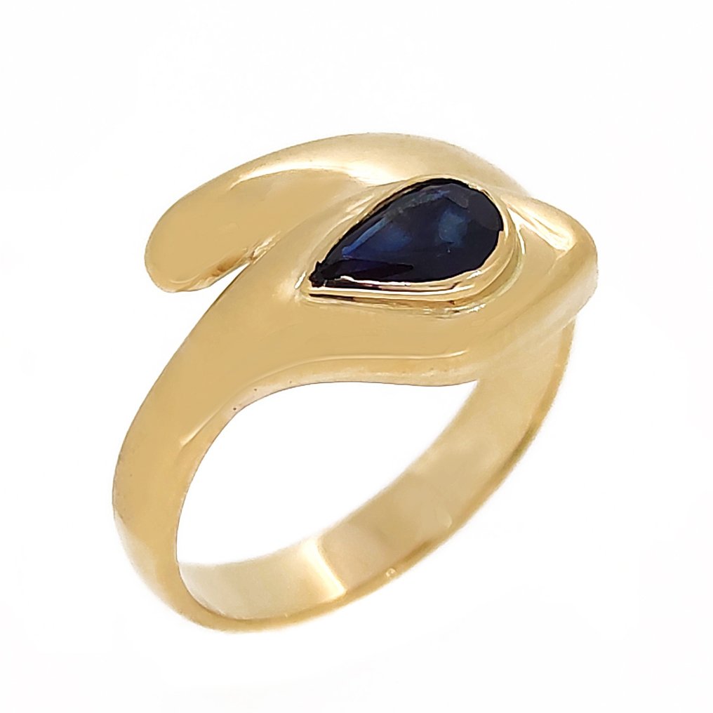 戒指 - 18 克拉 黃金 -  0.50ct. tw. 藍寶石 #1.1