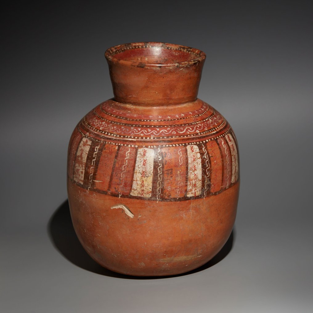 墨西哥米斯特卡 Terracotta 碗。 C。西元 1200 - 1500 年。 26 公分高。西班牙進口許可證。 #2.1