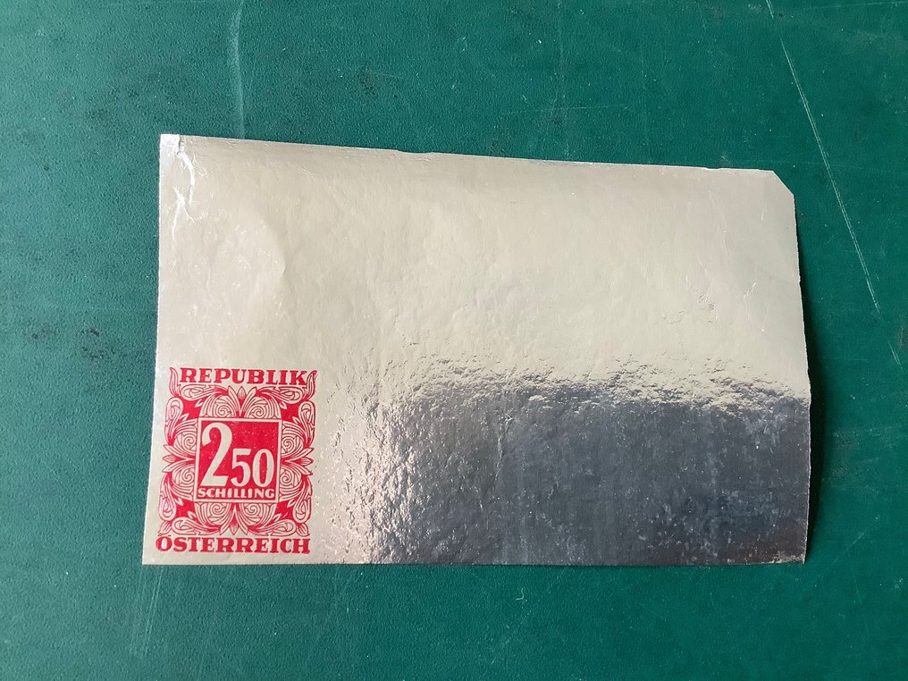 Αυστρία 1949 - 2.5 Schilling Porto - σπάνιο proof σε φύλλο αλουμινίου με γωνιακό φύλλο και πιστοποιητικό Soecknick - Michel 255 PU #2.2