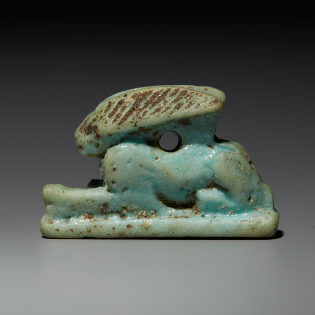 Ancient Egyptian Faience Amulet in the shape of a hare. Late Period, 664 - 332 BC. 2.4 cm length. #1.2