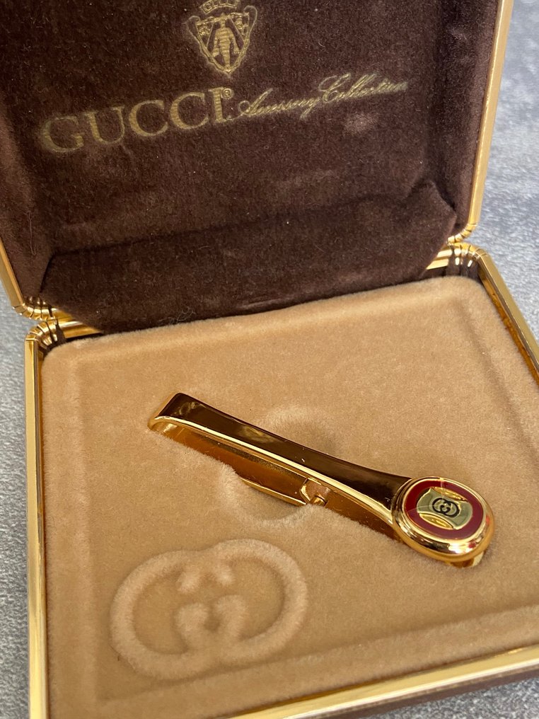 Gucci - clip vintage  placcato oro e smalto  new - Setelinpidike #2.1