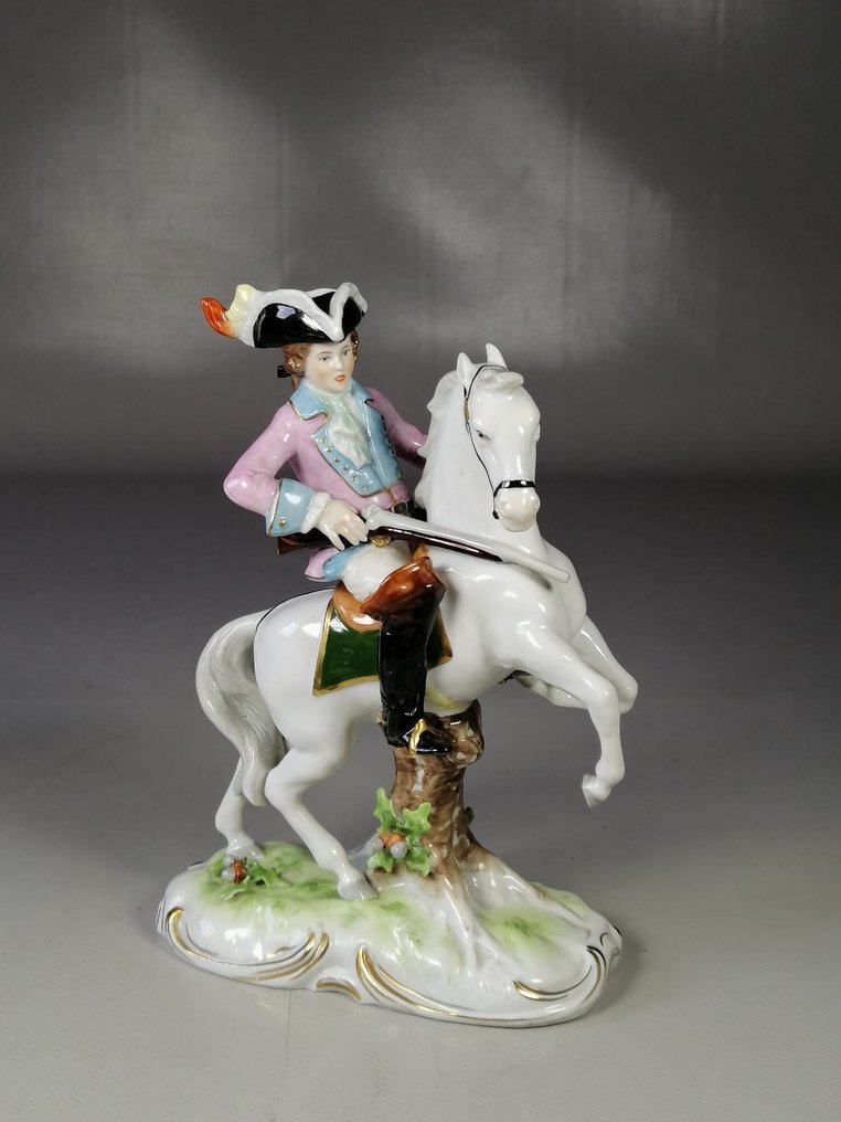 Scheibe-Alsbach - sculptuur, Cavalier et son cheval - 20 cm - Porselein #1.1