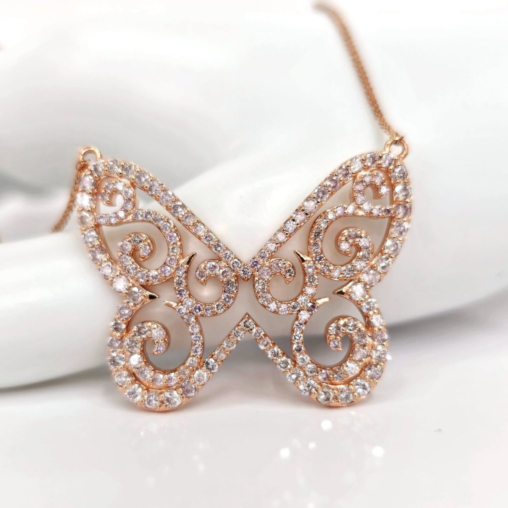 Collana con ciondolo - 14 carati Oro rosa Diamante  (Naturale) #1.2