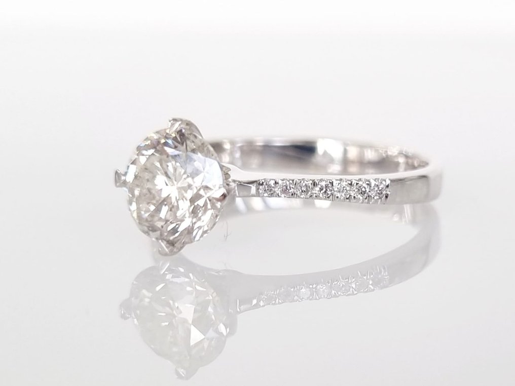 Engagement ring - 14 kt. White gold -  1.42 tw. Diamond  (Natural) #3.1