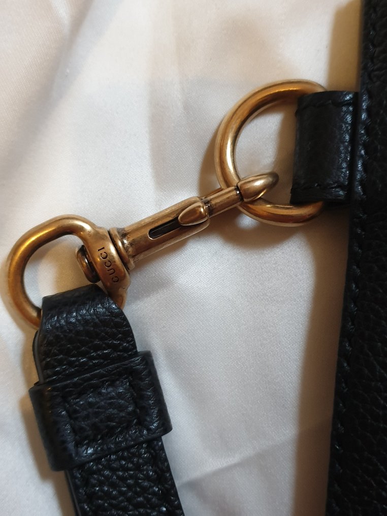 Gucci - Black Leather Logo Print Zip Pouch - Geantă de mână #2.1