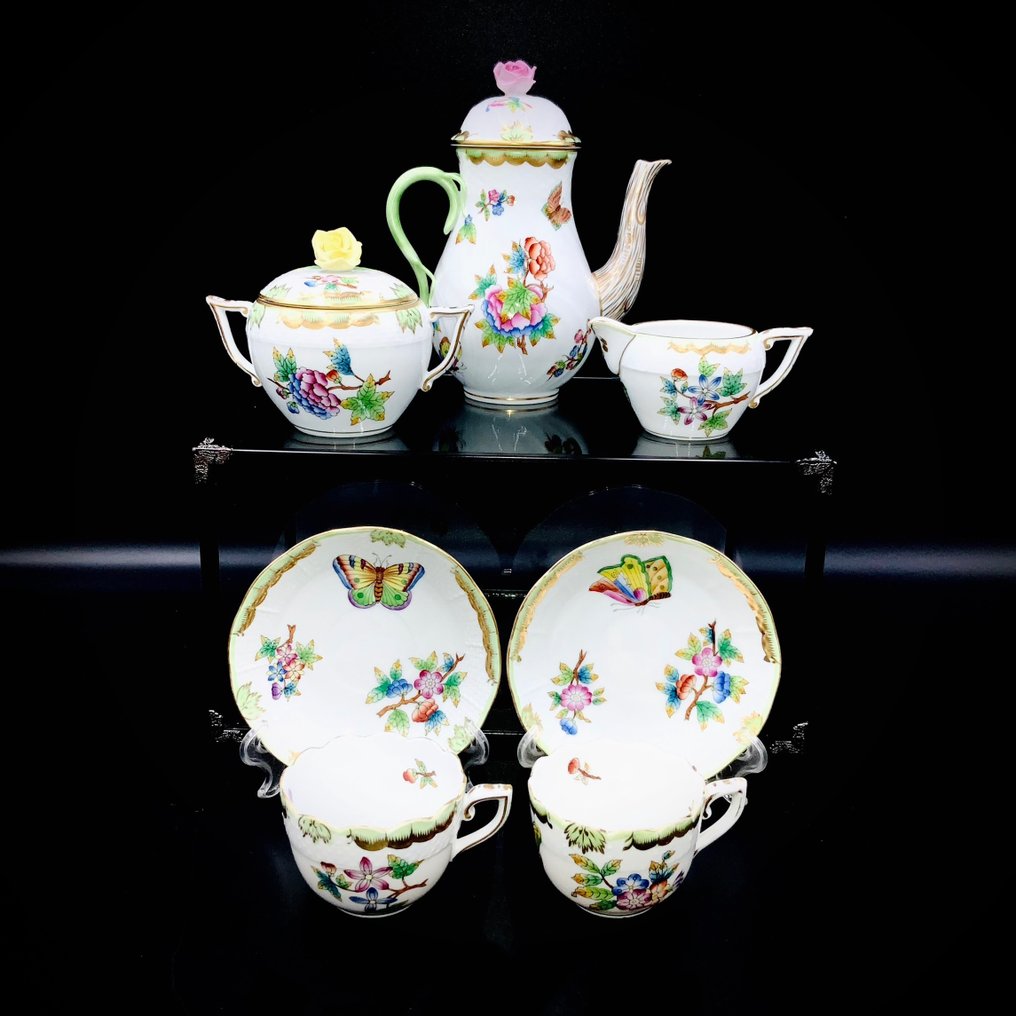 Herend - Exquisite Tête-à-tête Coffee Service (7 pcs) - "Queen Victoria" - Zestaw do kawy - Ręcznie malowana porcelana #1.2