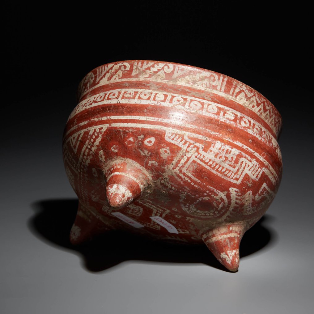 Aztec Terracotta Bowl tripod. 1200-1500 AD. 12 cm D. Spanish Import License. #1.2