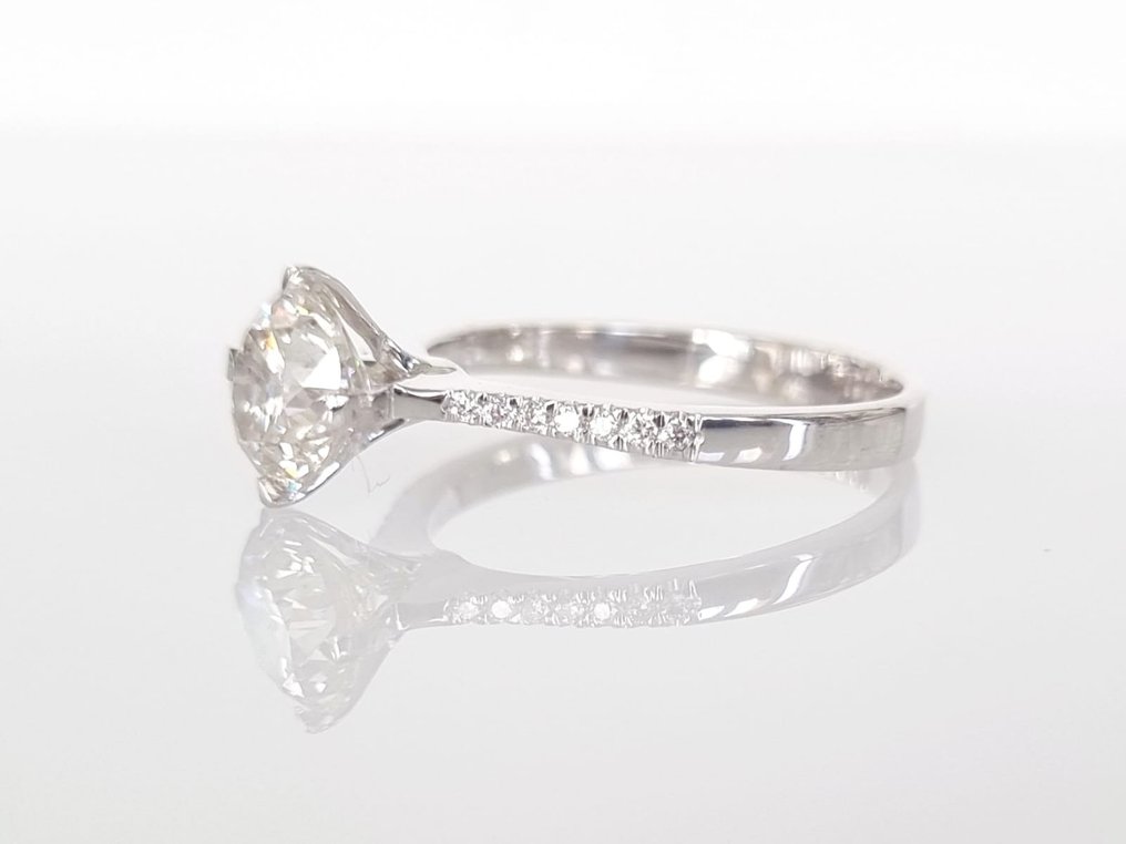 Engagement ring - 14 kt. White gold -  1.42 tw. Diamond  (Natural) #2.2