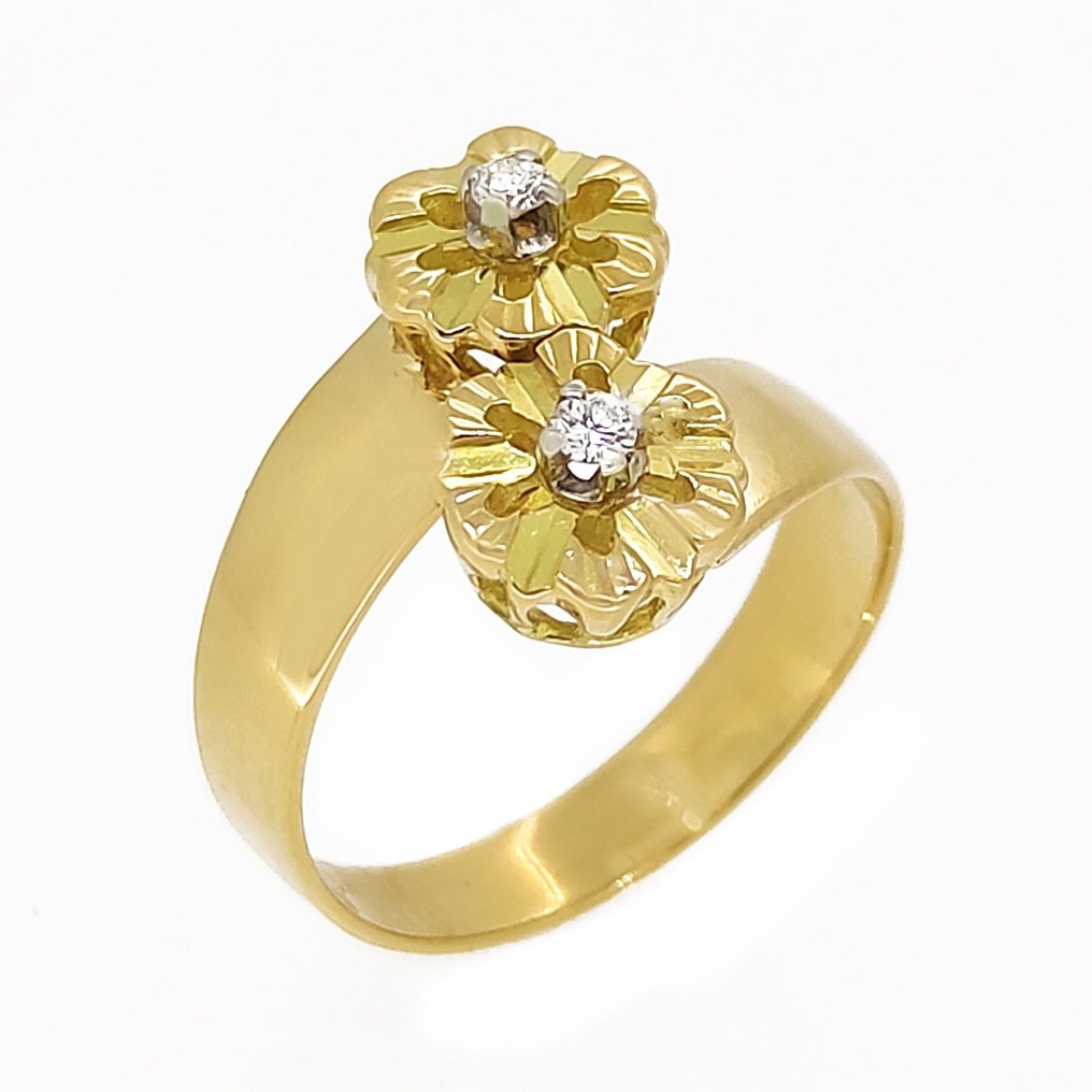 Δαχτυλίδι - 18 καράτια Κίτρινο χρυσό -  0.06 tw. Διαμάντι #1.1