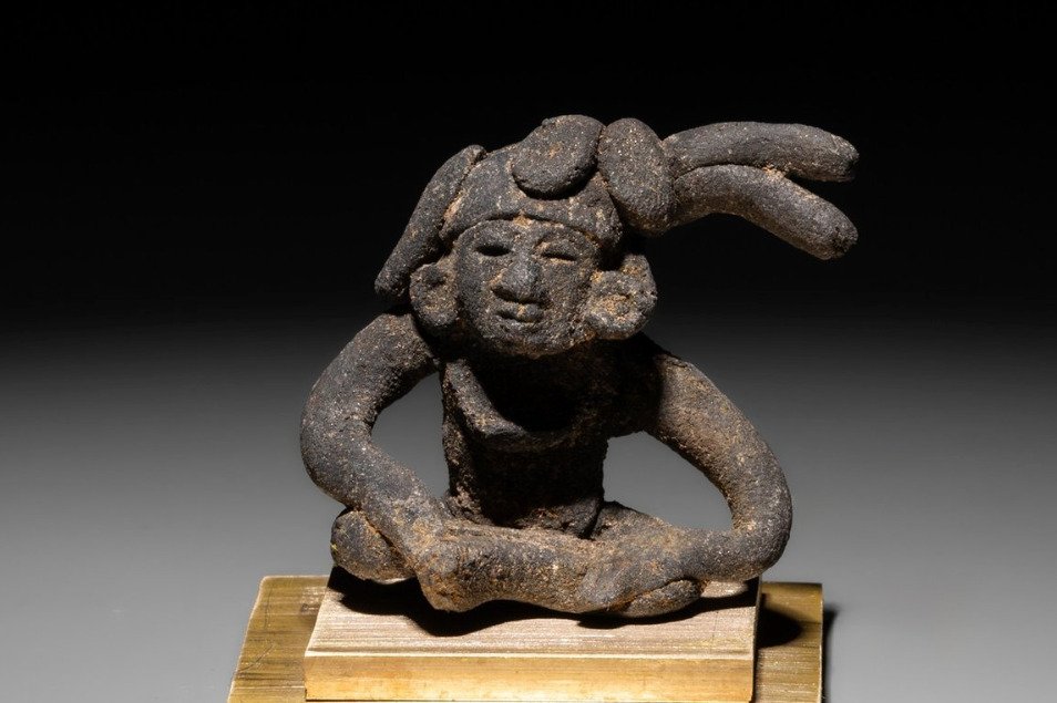 墨西哥特奧蒂瓦坎 Terracotta 人物，經典時期，公元 200 - 700 年。 3.1 公分高度。西班牙進口許可證。 #1.1