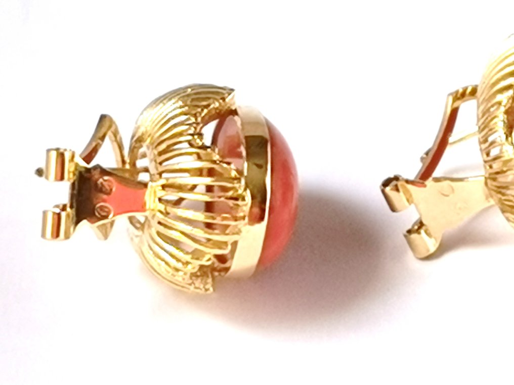 耳環 - 18 克拉 黃金 紅珊瑚 #2.2