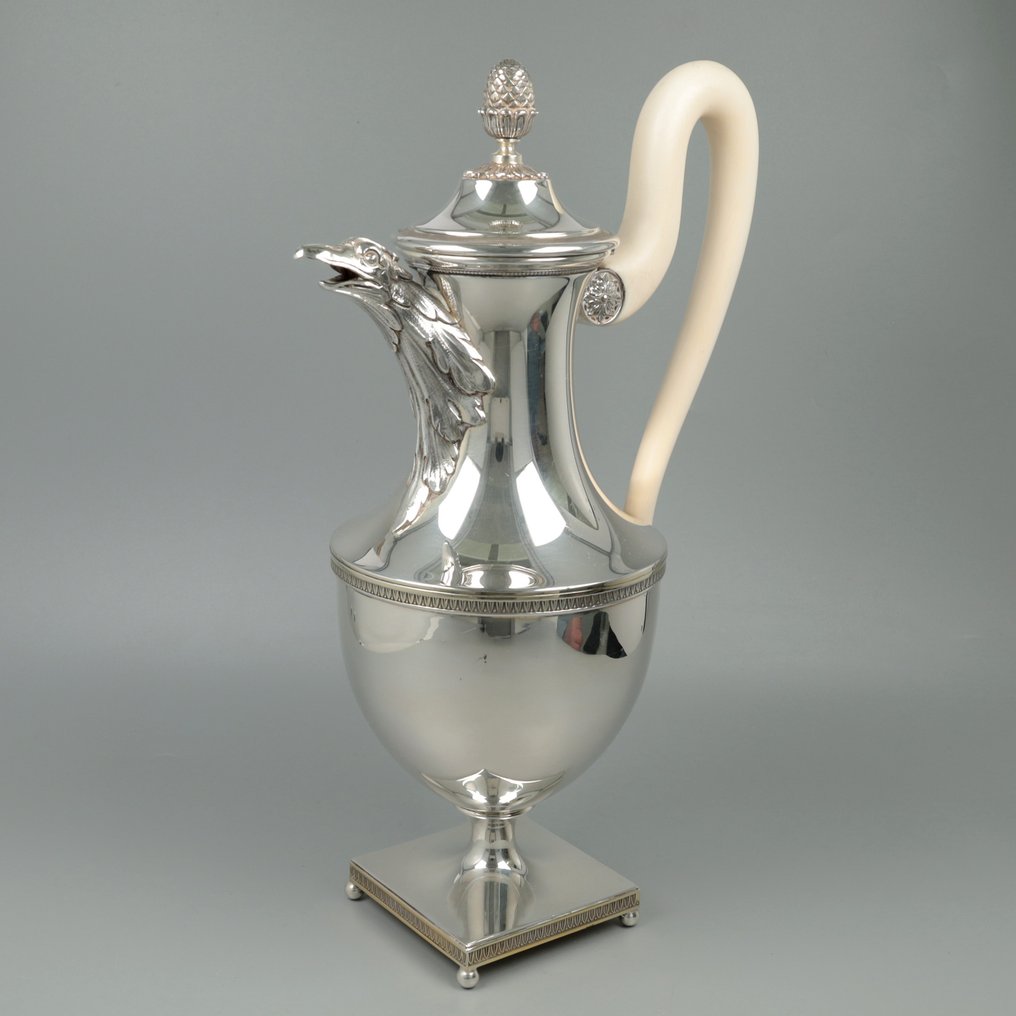Delheid Frères, Brussel ca. 1950 - Pronkmodel - ''Empirestijl'' - Kávéskanna - .925 ezüst #2.1