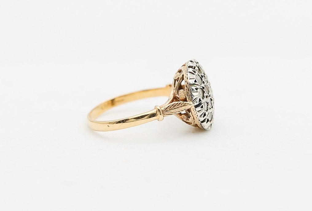 Δαχτυλίδι - 18 καράτια Ασημί, Κίτρινο χρυσό Διαμάντι #2.1