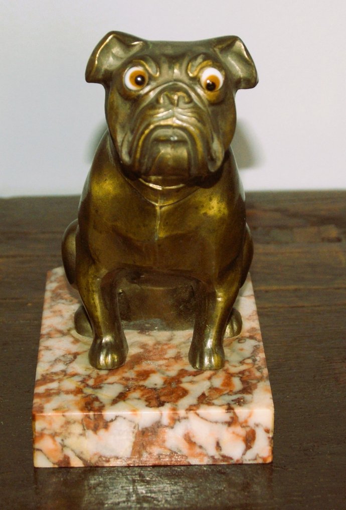 Bulldog - Signé-Franjou - Mascotte - Bulldog - Métal d'oré-1900-1920 #3.1