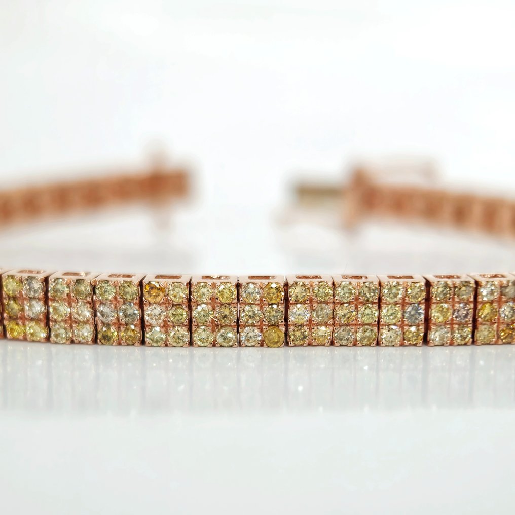 Tennis bracelet - 14 kt. Rose gold Diamond  (Natural)  #1.1