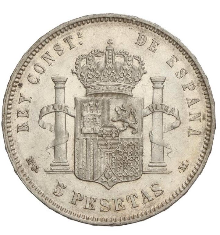 Espanja. Alfonso XII (1874-1885). 5 Pesetas 1884*18-84 MSM - Escasa #1.2