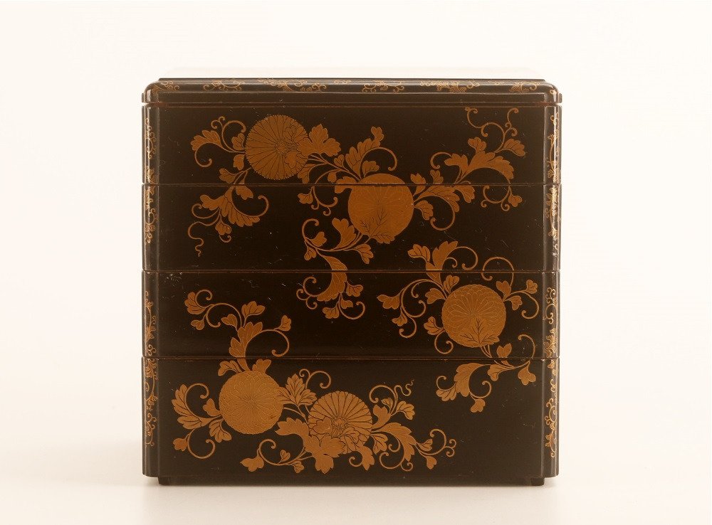 Κουτί - Πολύ φίνο jubako με χρυσάνθεμο σχέδιο maki-e - Ξύλο, Χρυσός #2.2
