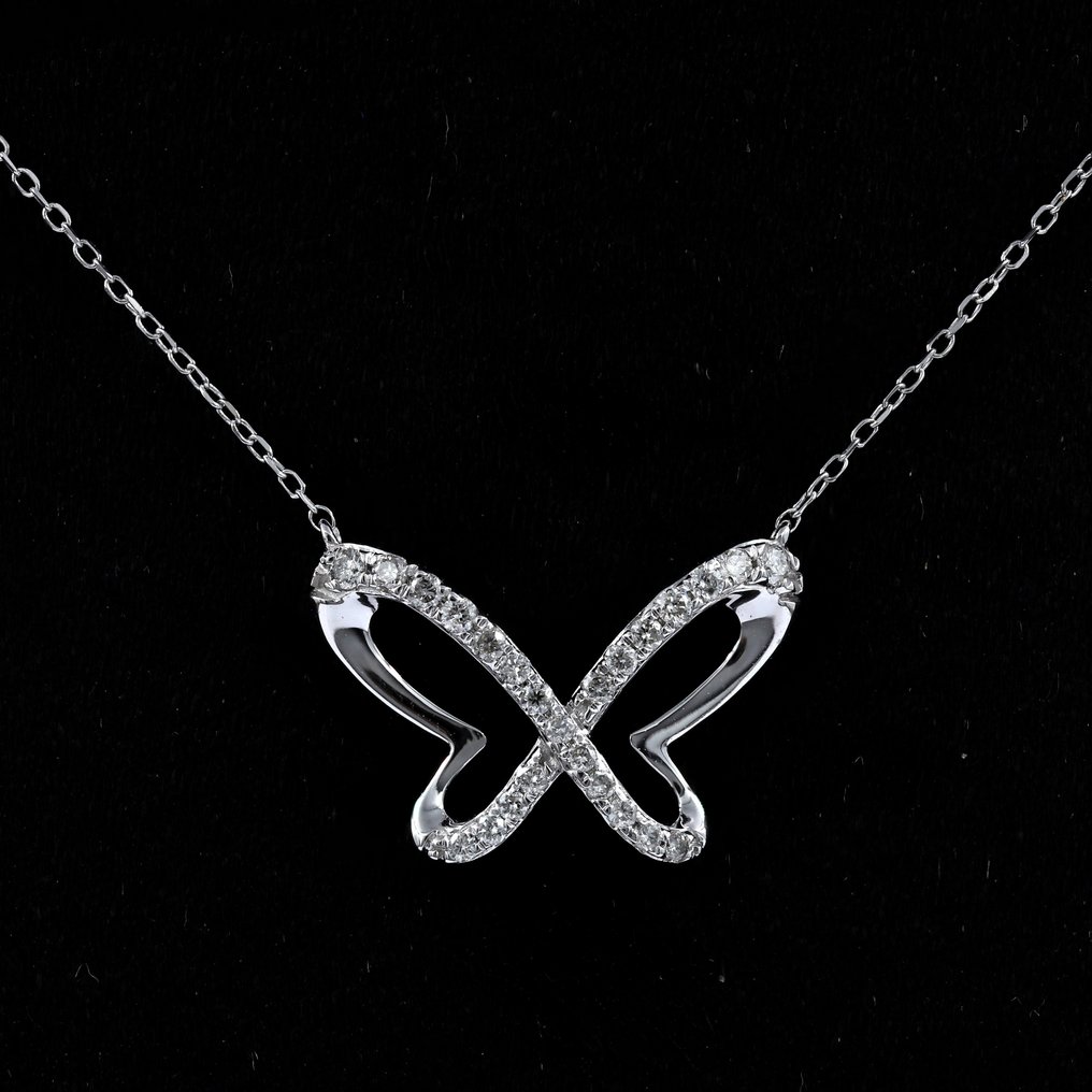 χωρίς τιμή ασφαλείας - Κολιέ με μενταγιόν - 14 καράτια Λευκός χρυσός - 0.17ct. tw. Διαμάντι (Φυσικό) #4.3