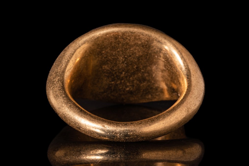 Starożytny Rzym Złoty pierścionek z wklęsłodrukiem Gryllos - Znakomity! #3.1