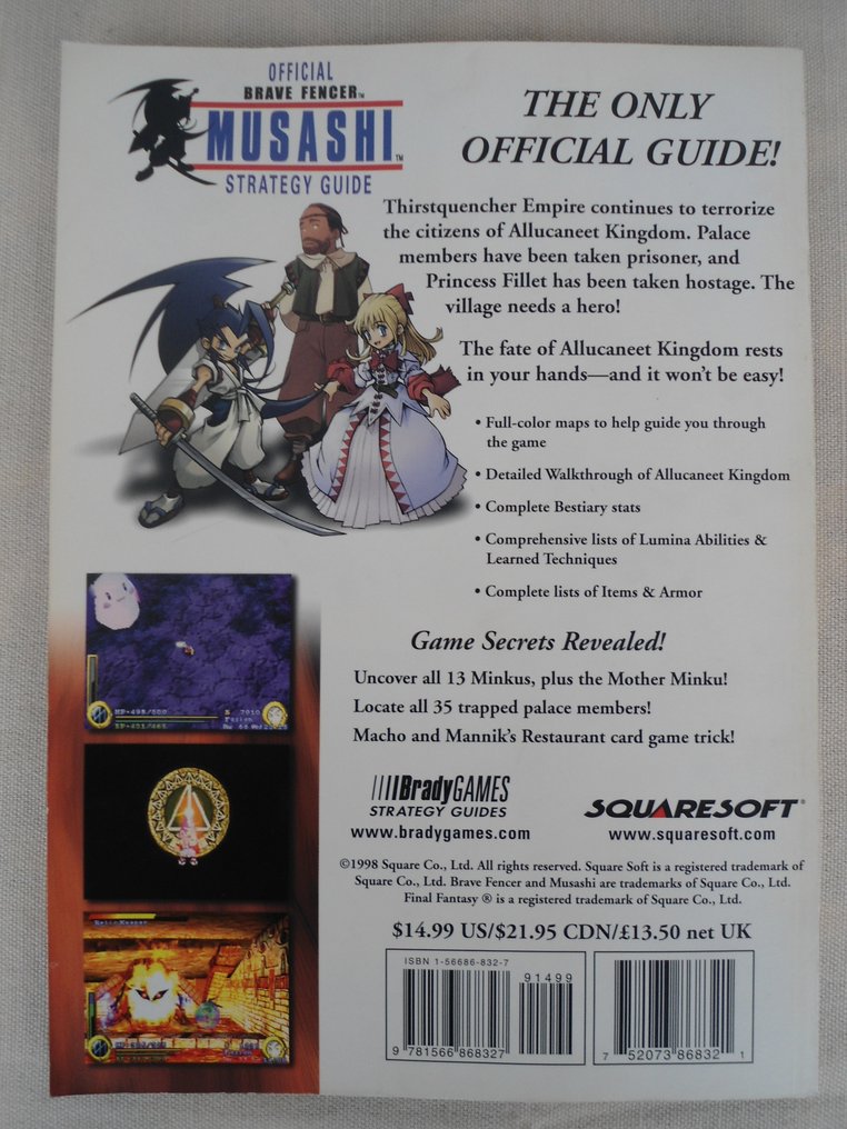 PLAYSTATION / NINTENDO SUPER FAMICOM - Musashi / Secret of Mana / Wild Arms 3 strategy guides - Videospilssæt (3) - Uden original æske #3.2